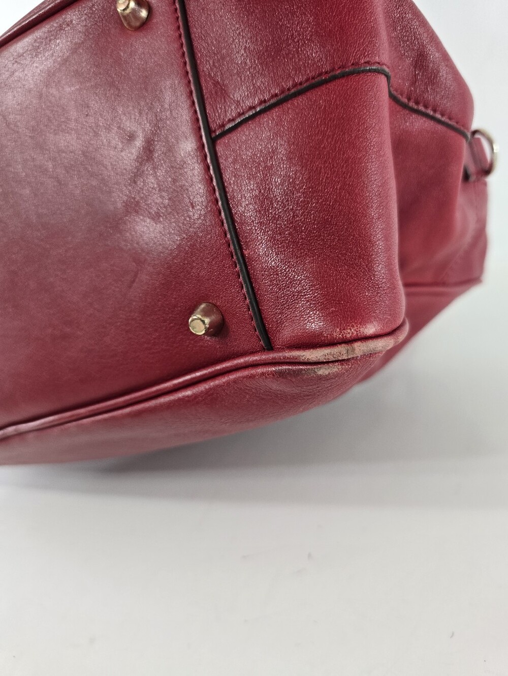 Anya Hindmarch Carker Satchel Red Leather Front Flap Pocket Handbag Bag Purse - Picture 8 of 15